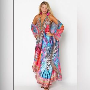 Ranee Miami Fierce Colorful Bohemian Maxi Dress In Pink Size OS NWOT